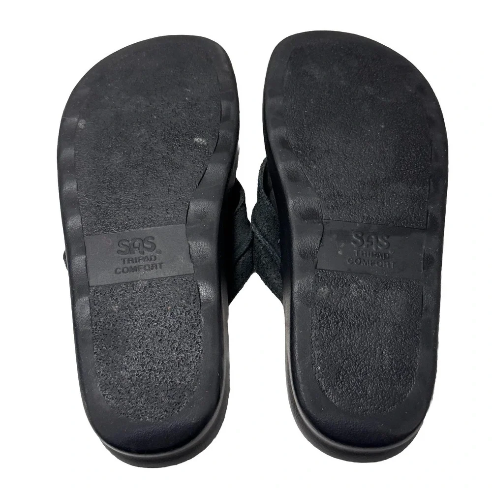 SAS Men's Escape Leather Thong Sandals Size 11 M Black Tripad Comfort Flip Flops